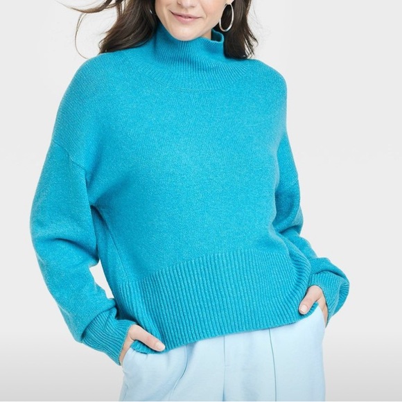 a new day Sweaters - a new day Women's Bright Blue Turtleneck Sweater